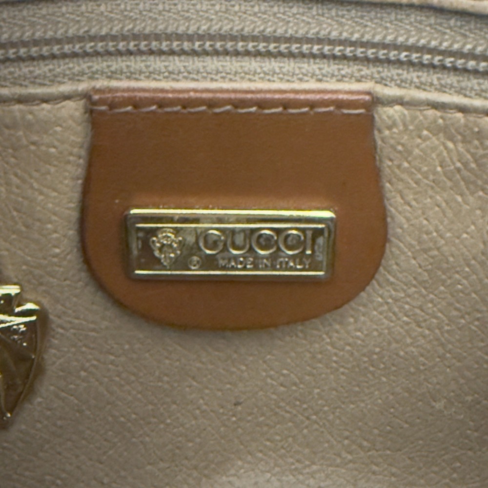 Vintage Gucci 007-89-0094‎ Monogram Crossbody Bag – Brown & Tan Leather Trim - Picture 7 of 16